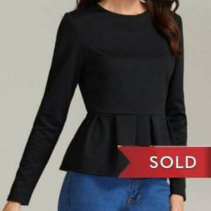 **SOLD*SOLD*SOLD** SHEIN Black Peplum Fitted Stretch Scuba Knit